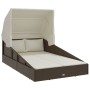 Tumbona con toldo plegable ratán sintético marrón 200x114x128cm de , Camas para exteriores - Ref: Foro24-362272, Precio: 328,...