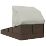 Tumbona con toldo plegable ratán sintético marrón 200x114x128cm de , Camas para exteriores - Ref: Foro24-362272, Precio: 328,...