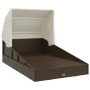 Tumbona con toldo plegable ratán sintético marrón 200x114x128cm de , Camas para exteriores - Ref: Foro24-362272, Precio: 328,...