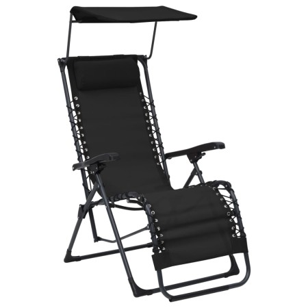 Tumbona plegable de textilene negro de , Tumbonas - Ref: Foro24-312467, Precio: 93,70 €, Descuento: %