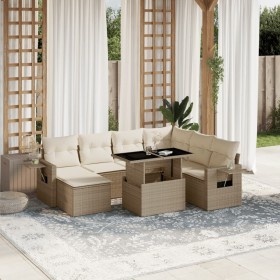 Set de sofás de jardín y cojines 8 piezas ratán sintético beige en Conjuntos de jardín | Comprar online en Foru.es
