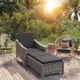 Tumbona de jardín con cojín de ratán sintético gris oscuro de , Tumbonas - Ref: Foro24-317180, Precio: 230,54 €, Descuento: %