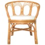 Silla de comedor con cojín ratán natural y lino marrón claro de , Sillas de comedor - Ref: Foro24-325477, Precio: 201,82 €, D...
