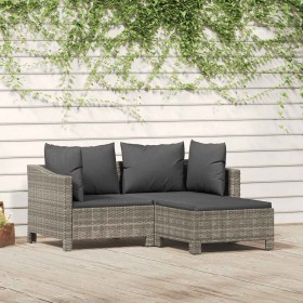 Set de muebles de jardín 3 pzas y cojines ratán sintético gris de , Conjuntos de jardín - Ref: Foro24-362685, Precio: 283,68 ...