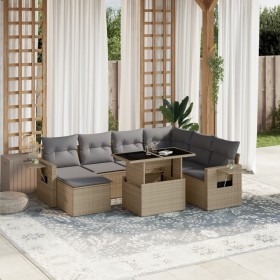 Set de sofás de jardín y cojines 8 piezas ratán sintético beige en Conjuntos de jardín | Comprar online en Foru.es