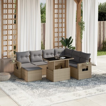 Set de sofás de jardín y cojines 8 piezas ratán sintético beige en Conjuntos de jardín | Comprar online en Foru.es