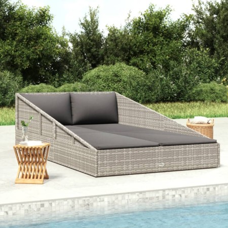 Tumbona cama de jardín ratán sintético gris 110x200 cm de , Camas para exteriores - Ref: Foro24-45777, Precio: 324,15 €, Desc...