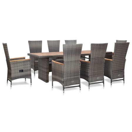 Set de comedor de jardín 9 pzas y cojines ratán sintético gris de , Conjuntos de jardín - Ref: Foro24-46047, Precio: 1,00 €, ...