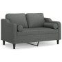 Sofá de 2 plazas con cojines tela gris oscuro 120 cm de , Sofás - Ref: Foro24-3200838, Precio: 222,75 €, Descuento: %