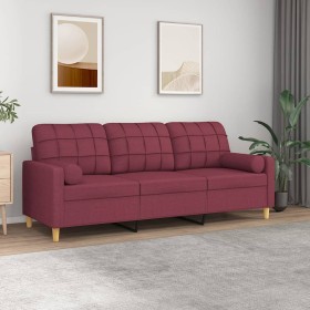 Sofá de 3 plazas con cojines tela rojo tinto 180 cm de , Sofás - Ref: Foro24-3200796, Precio: 239,66 €, Descuento: %