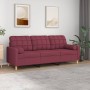 Sofá de 3 plazas con cojines tela rojo tinto 180 cm de , Sofás - Ref: Foro24-3200796, Precio: 239,66 €, Descuento: %