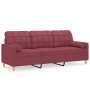 Sofá de 3 plazas con cojines tela rojo tinto 180 cm de , Sofás - Ref: Foro24-3200796, Precio: 239,66 €, Descuento: %