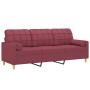 Sofá de 3 plazas con cojines tela rojo tinto 180 cm de , Sofás - Ref: Foro24-3200796, Precio: 239,66 €, Descuento: %