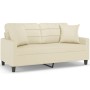 Sofá de 2 plazas con cojines cuero sintético color crema 140 cm de , Sofás - Ref: Foro24-3200804, Precio: 242,41 €, Descuento: %
