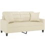 Sofá de 2 plazas con cojines cuero sintético color crema 140 cm de , Sofás - Ref: Foro24-3200804, Precio: 242,41 €, Descuento: %