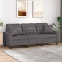 Sofá de 3 plazas con cojines cuero sintético gris 180 cm de , Sofás - Ref: Foro24-3200810, Precio: 282,52 €, Descuento: %
