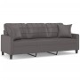 Sofá de 3 plazas con cojines cuero sintético gris 180 cm de , Sofás - Ref: Foro24-3200810, Precio: 282,52 €, Descuento: %
