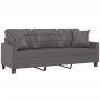 Sofá de 3 plazas con cojines cuero sintético gris 180 cm de , Sofás - Ref: Foro24-3200810, Precio: 282,52 €, Descuento: %