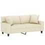 Sofá de 2 plazas con cojines cuero sintético color crema 140 cm de , Sofás - Ref: Foro24-3200867, Precio: 256,85 €, Descuento: %