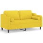 Sofá de 2 plazas con cojines tela amarillo claro 140 cm de , Sofás - Ref: Foro24-3200850, Precio: 226,88 €, Descuento: %