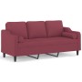 Sofá de 3 plazas con cojines tela rojo tinto 180 cm de , Sofás - Ref: Foro24-3200859, Precio: 368,01 €, Descuento: %