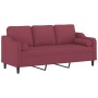 Sofá de 3 plazas con cojines tela rojo tinto 180 cm de , Sofás - Ref: Foro24-3200859, Precio: 368,01 €, Descuento: %