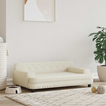 Cama para perros de cuero sintético crema 90x53x30 cm de , Camas para perros - Ref: Foro24-171877, Precio: 94,28 €, Descuento: %