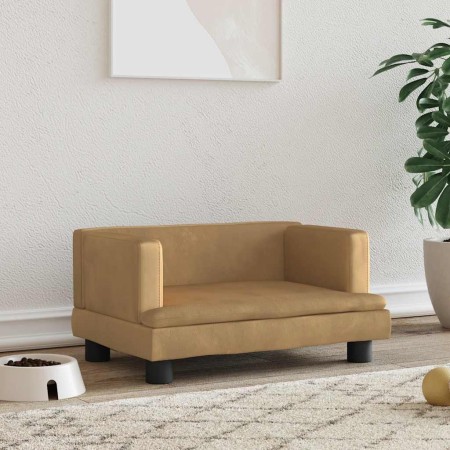 Cama para perros de terciopelo marrón 60x40x30 cm de , Camas para perros - Ref: Foro24-171911, Precio: 66,43 €, Descuento: %