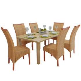 Sillas de comedor 6 unidades ratán marrón natural de , Sillas de comedor - Ref: Foro24-274203, Precio: 526,35 €, Descuento: %