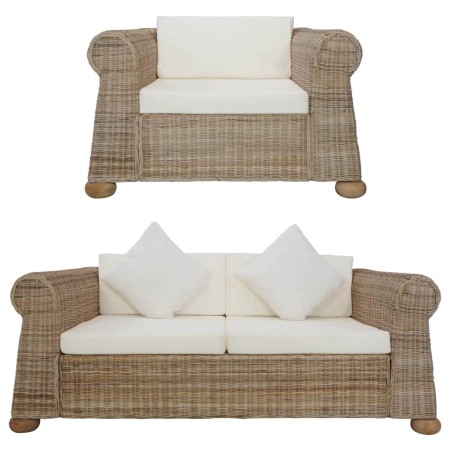 Conjunto de sofás 2 piezas con cojines ratán natural de , Sofás - Ref: Foro24-278601, Precio: 1,00 €, Descuento: %