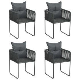 Sillas de jardín con cojines 4 unidades ratán sintético negro de , Sillas de jardín - Ref: Foro24-313107, Precio: 265,51 €, D...