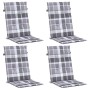 Cojín silla jardín respaldo alto 4 uds cuadros gris 120x50x3 cm de , Cojines para sillas y sofás - Ref: Foro24-314129, Precio...