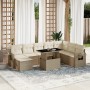 Set de sofás de jardín 9 pzas con cojines ratán sintético beige en Conjuntos de jardín | Comprar online en Foru.es