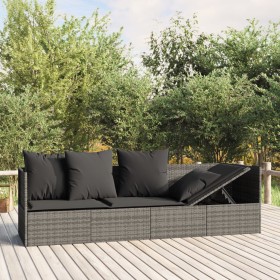 Sofá tumbona de jardín con cojines ratán sintético gris de , Tumbonas - Ref: Foro24-319564, Precio: 278,48 €, Descuento: %