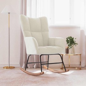 Silla mecedora de terciopelo blanco crema de , Mecedoras - Ref: Foro24-328148, Precio: 126,54 €, Descuento: %