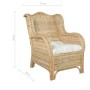 Sofá con cojín ratán natural y lino de , Sofás - Ref: Foro24-325463, Precio: 256,71 €, Descuento: %