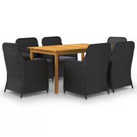 Juego de comedor para jardín de 7 piezas negro de vidaXL, Conjuntos de jardín - Ref: Foro24-3067820, Precio: 982,75 €, Descue...