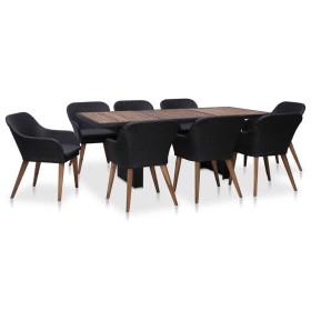 Set comedor de jardín 9 piezas y cojines ratán sintético negro de , Conjuntos de jardín - Ref: Foro24-3057813, Precio: 1,00 €...