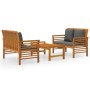 Set de muebles para jardín 3 piezas con cojines madera acacia de , Conjuntos de jardín - Ref: Foro24-3058099, Precio: 444,87 ...