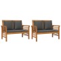 Set de muebles para jardín 3 piezas con cojines madera acacia de , Conjuntos de jardín - Ref: Foro24-3058099, Precio: 444,87 ...