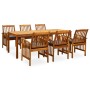 Set comedor de jardín 7 pzas y cojines madera maciza de acacia de , Conjuntos de jardín - Ref: Foro24-3058092, Precio: 866,32...