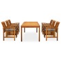 Set comedor de jardín 7 pzas y cojines madera maciza de acacia de , Conjuntos de jardín - Ref: Foro24-3058092, Precio: 866,32...