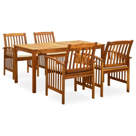 Set comedor de jardín 5 pzas y cojines madera maciza de acacia de , Conjuntos de jardín - Ref: Foro24-3058086, Precio: 543,94...