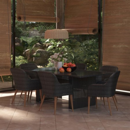 Juego de comedor para jardín 7 piezas ratán sintético negro de , Conjuntos de jardín - Ref: Foro24-3059482, Precio: 816,47 €,...
