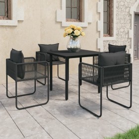 Set de comedor de jardín de 5 piezas PVC ratán negro de , Conjuntos de jardín - Ref: Foro24-3060095, Precio: 348,25 €, Descue...