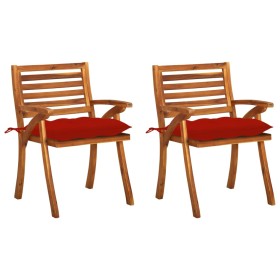 Sillas de comedor jardín con cojines 2 uds madera maciza acacia de , Sillas de jardín - Ref: Foro24-3060843, Precio: 262,86 €...