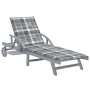 Tumbona de jardín con cojín madera maciza de acacia de , Tumbonas - Ref: Foro24-3061343, Precio: 205,10 €, Descuento: %