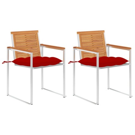 Sillas de jardín con cojines 2 uds madera maciza acacia y acero de , Sillas de jardín - Ref: Foro24-3061509, Precio: 235,74 €...