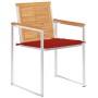 Sillas de jardín con cojines 2 uds madera maciza teca y acero de , Sillas de jardín - Ref: Foro24-3061521, Precio: 295,66 €, ...