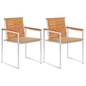 Sillas de jardín con cojines 2 uds madera maciza acacia y acero de , Sillas de jardín - Ref: Foro24-3061491, Precio: 264,14 €...
